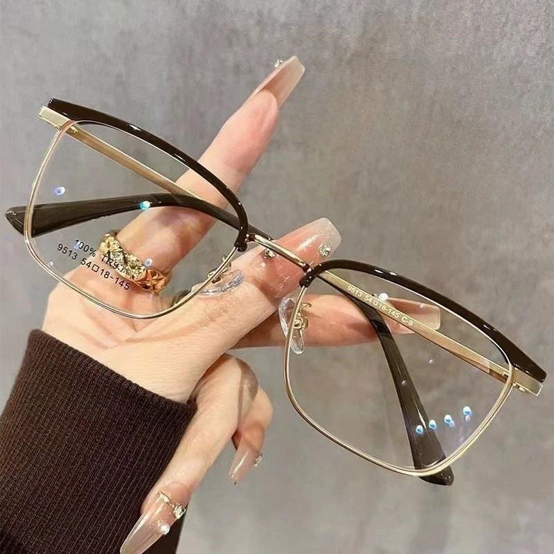 Luxury Business Myopia Glasses for Men Half Frame  Anti Blue Light Computer Glasses Oversized Eyewear Diopters -1.0 To -4.0