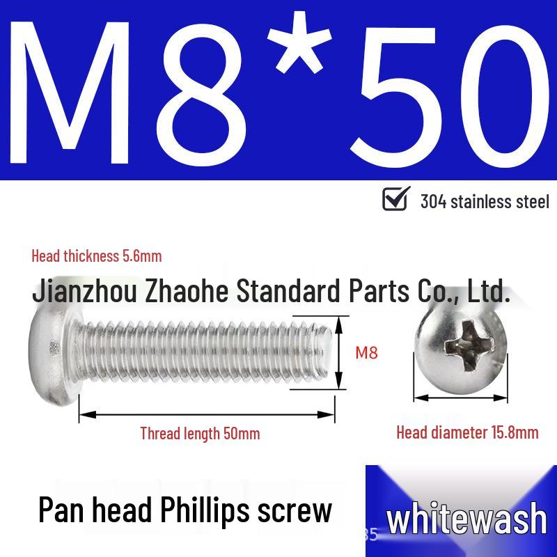 304 Stainless Steel Phillips Pan Head Machine Screw