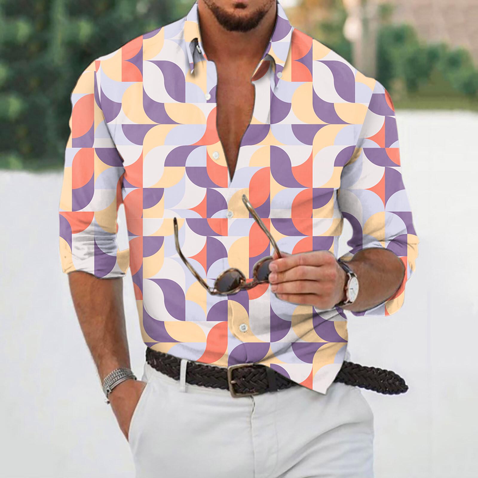 

Дизайнерская весна-лето мужская повседневная 3D-хэллоуинская печать Гавайская рубашка Блузка Рубашки с длинным рукавом XXL фиолетовый