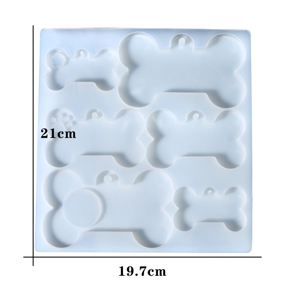 1 Piece New Design Dog Tag Bone Shaped Keychain Silicone Mould Key Chain Pendant Crystal Epoxy Resin Molds For DIY Making Tool