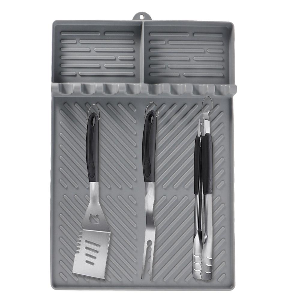 

Barbecue Mat Protective Heat Resistant Silicone Grill Mats Baking Pad Griddle Accessories For Camping Picnic Kitchen Use серый