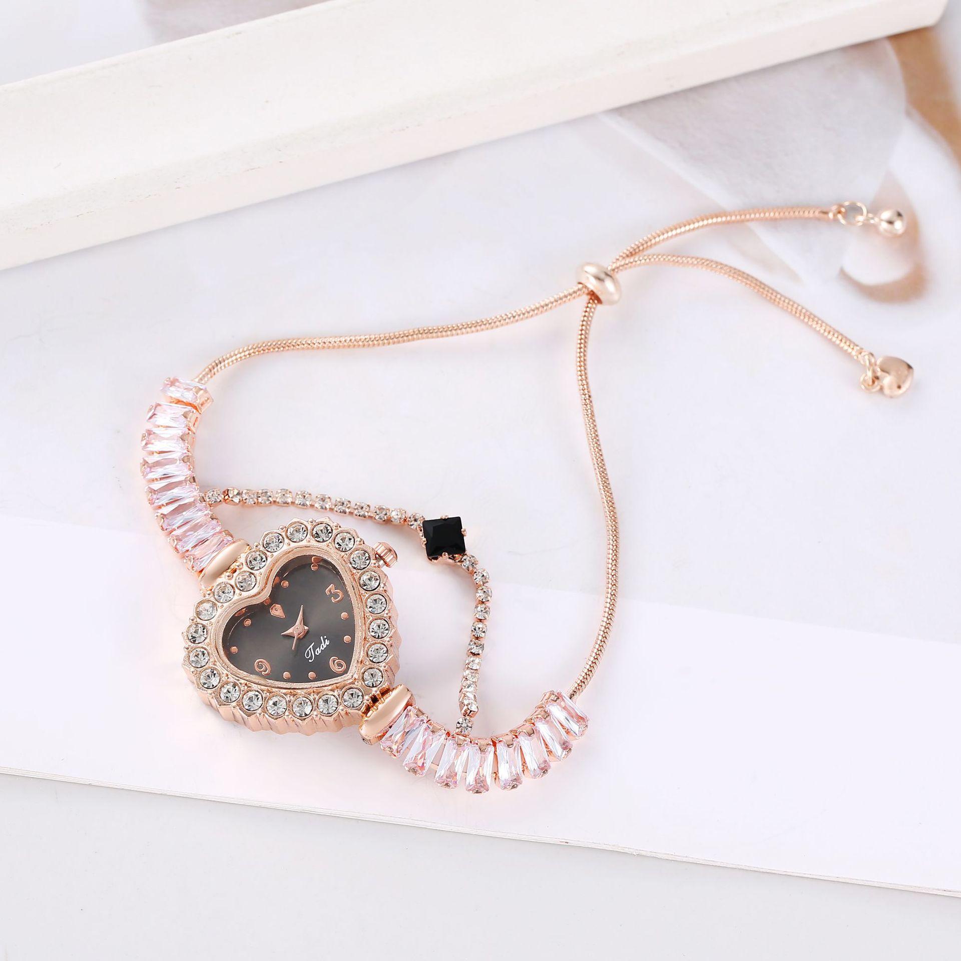 

Браслет Стразы Сердце Циферблат Watchaes Ladies Atmosphere Саморегулирующиеся Часы чёрный