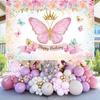 Butterfly Birthday Party Waterproof Tablecloth Spring Summer Outdoor Butterfly Party Table Decor Girl Birthday Party Supplies
