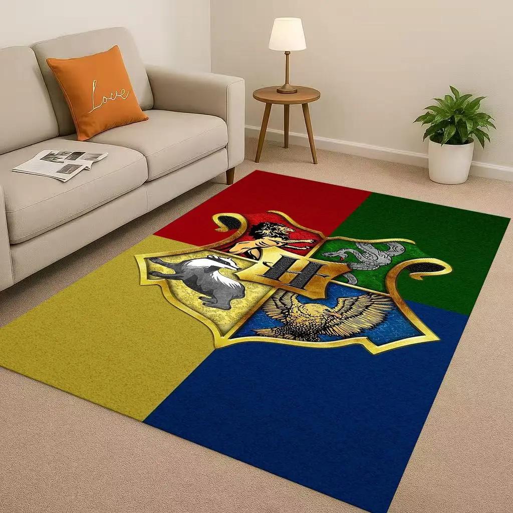 HD H-Hogwarts Sign Cartoon Living Room Non-Slip Area Rug Soft Carpet For Bedroom Playroom And Sofa,Easy Clean Home Decor Doormat