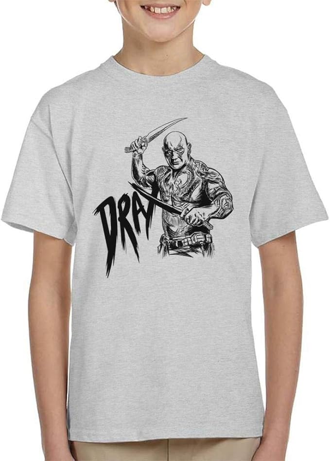 Marvel Guardians of The Galaxy Vol 2 Drax The Destroyer Kid s T-Shirt, heather grey, 3-4 years 100