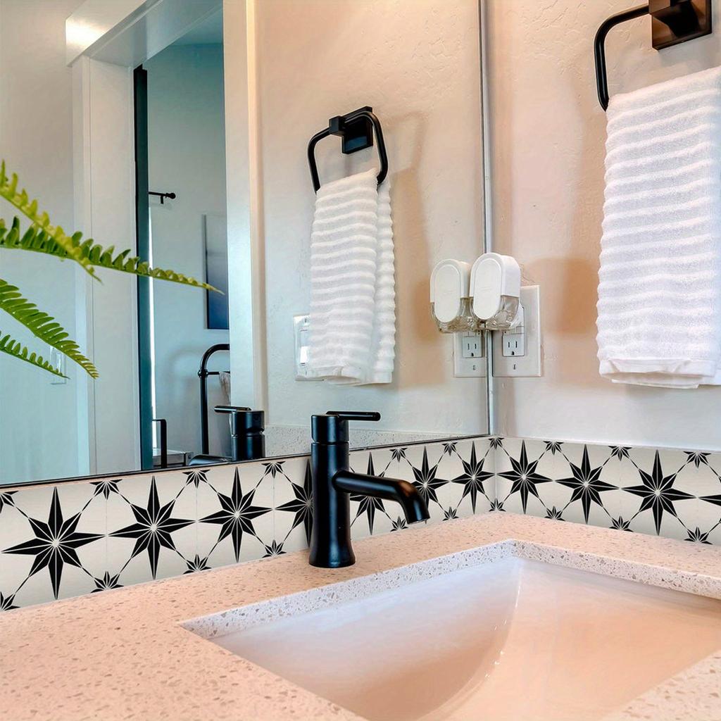 10pcs Bohemian Style Self-Adhesive Tile Wall Stickers,Waterproof Living Room Kitchen Bedroom Wall Decals, Vinyl Wall Stickers, Home Wall Decor