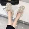 Bow slippers women's 2025 new temperament flat bottom breathable hollow bag head half slippers wearing lace slippers