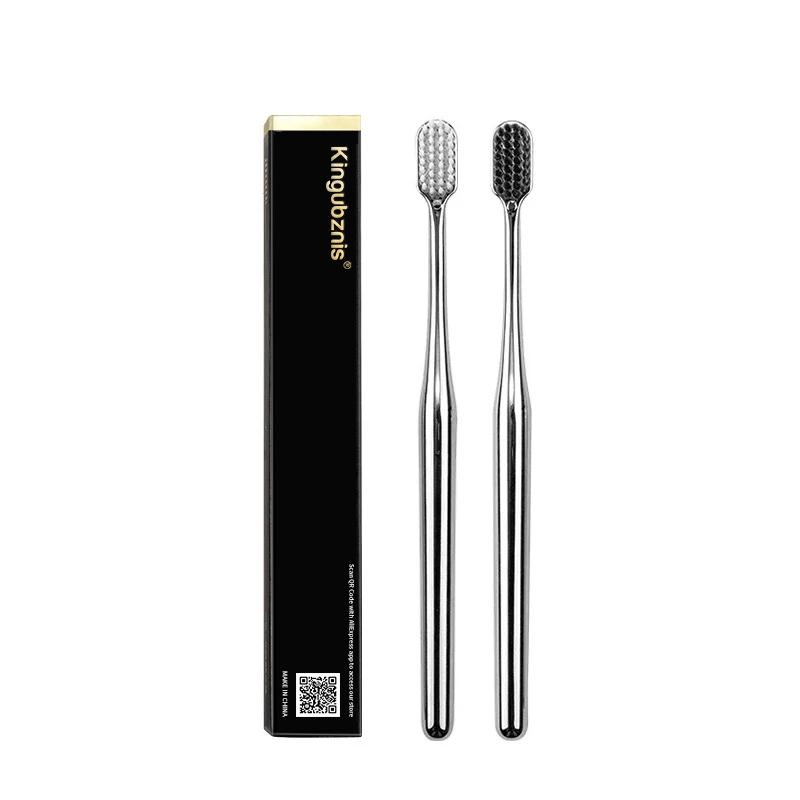 Kingubznis Gold Toothbrush Luxury Gold Silver Teeth Brush Men Women Adult Toothbrushes New Electroplated Dental Brushes