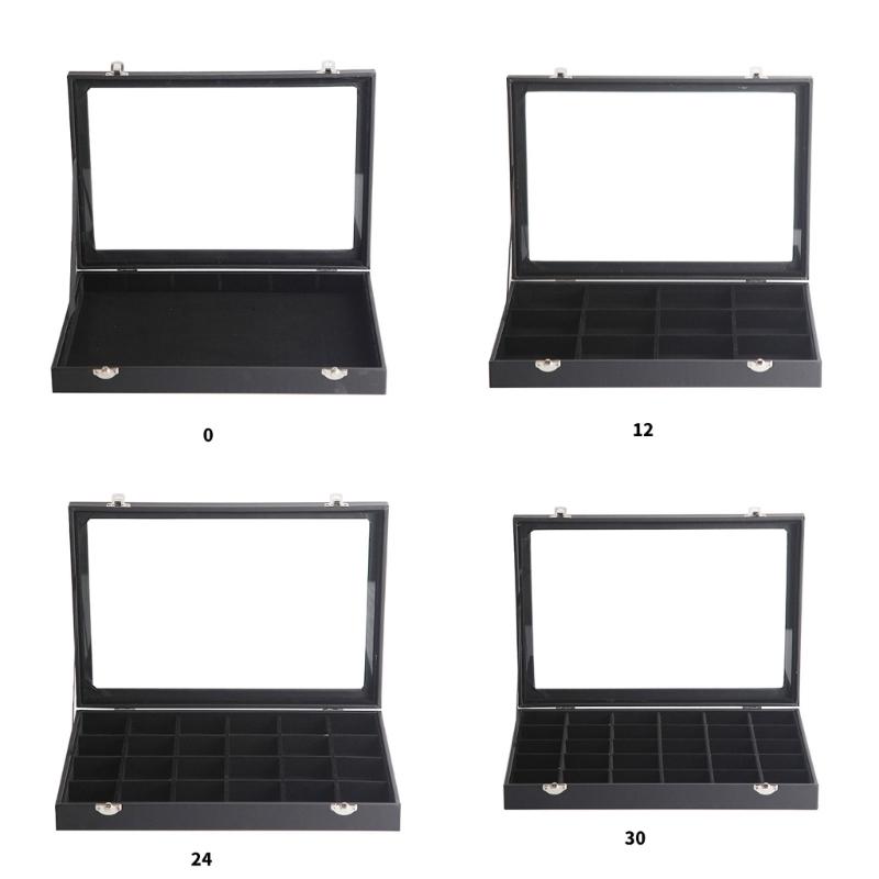 PU Smyckesdisplaylåda med genomskinligt lock Tillbehörsfodral Örhänge Ring Halsband Organizer för Modeentusiaster