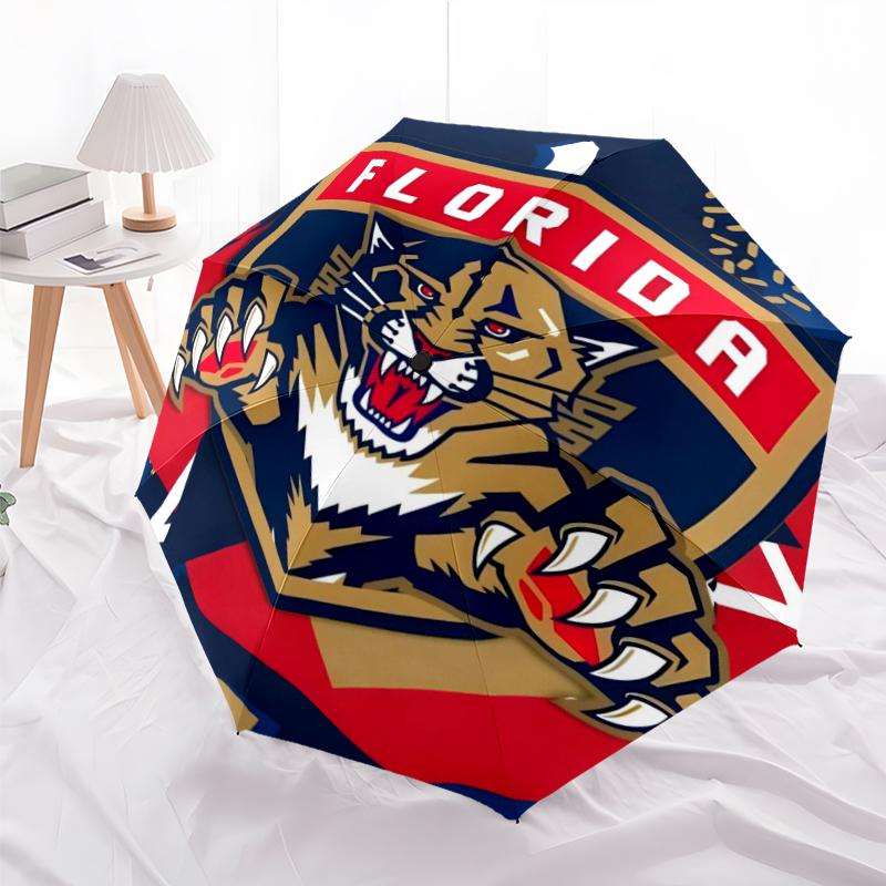 Florida Panthers Fashionable Automatic Opening/Closing Folding Umbrella. Portable and Foldable, Ideal for Gift, Travel, and Daily Use.