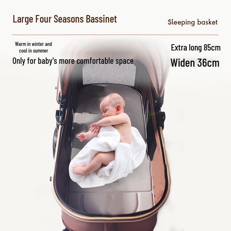Two-Way High-View Lightweight Baby Stroller: Sit or Recline, One-Button Foldable.