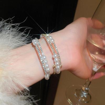 French Inlaid Crystal Pearl Multi-Layer Bracelet: High-End, Trendy, Personalized Design