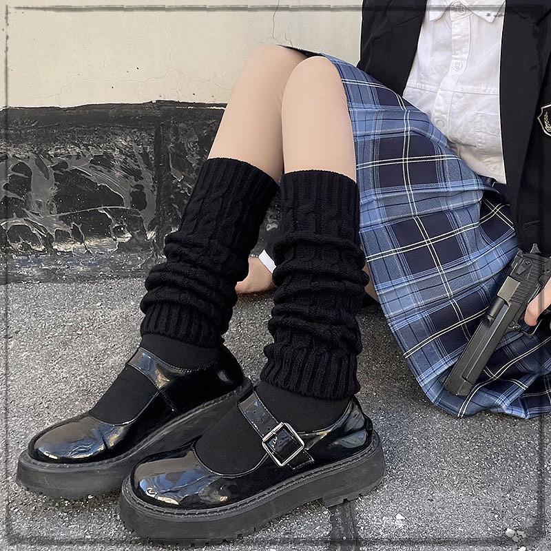 Women's Korean Style Knit Wool Leg Warmers - White Calf Socks for Autumn & Winter
