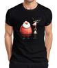 Lustiger Weihnachtsmann Rentier Aquarell Geschenk Retro Herren T-Shirt