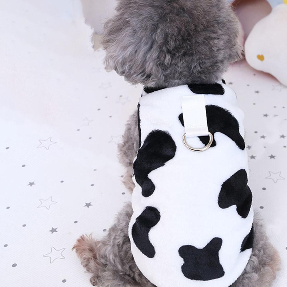 

Pet Warm Vest Coral Fleece Dog Clothes Cow Prints Adorable Winter Dog Cat Costume Soft Comfortable Outdoor Wear 24x11cm