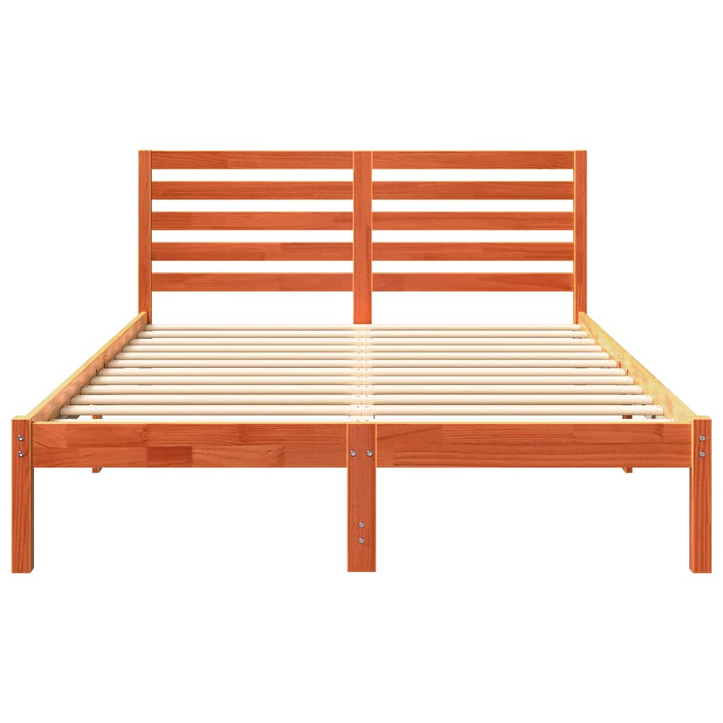 Bed Frame Wax Brown 120 x 200 cm Solid Pine Wood