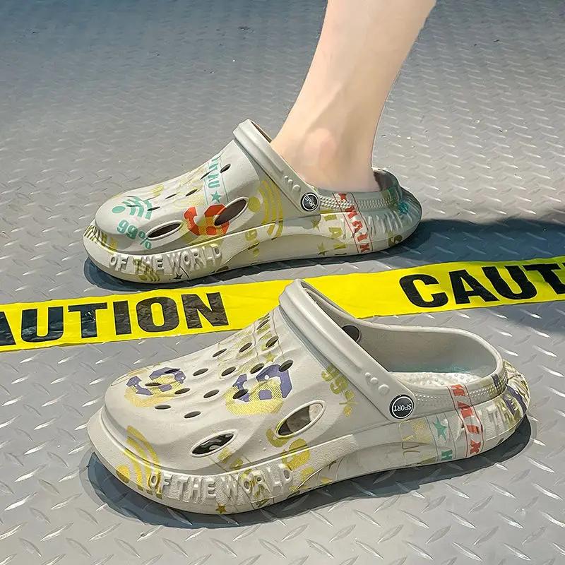 Men's Shoe Platform Slides Slip-resistant 2024 Fashion Male Slipper Rubber Low Price Cheap Shoes Liquidation Style Elegant Eva