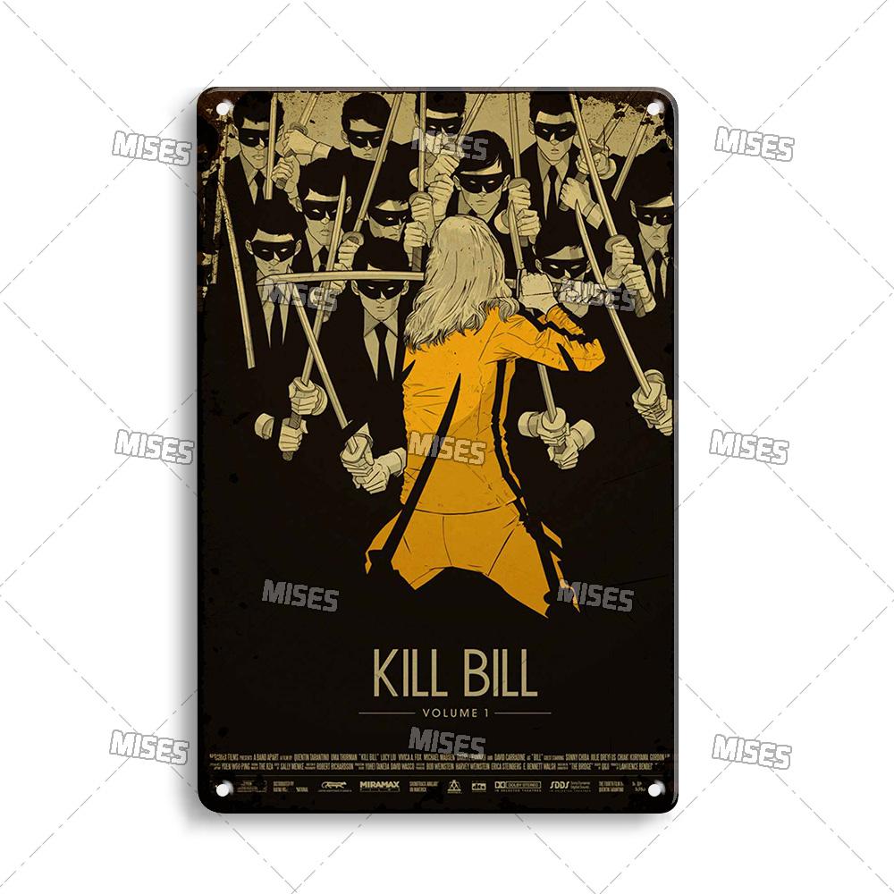 MISES Kill Bill:Sv.1 Klasický filmový bar Kovová cedule Vintage plakát Rezavý kovový talíř Průmyslový dekor Domov Kavárna Klub Kovová plaketa