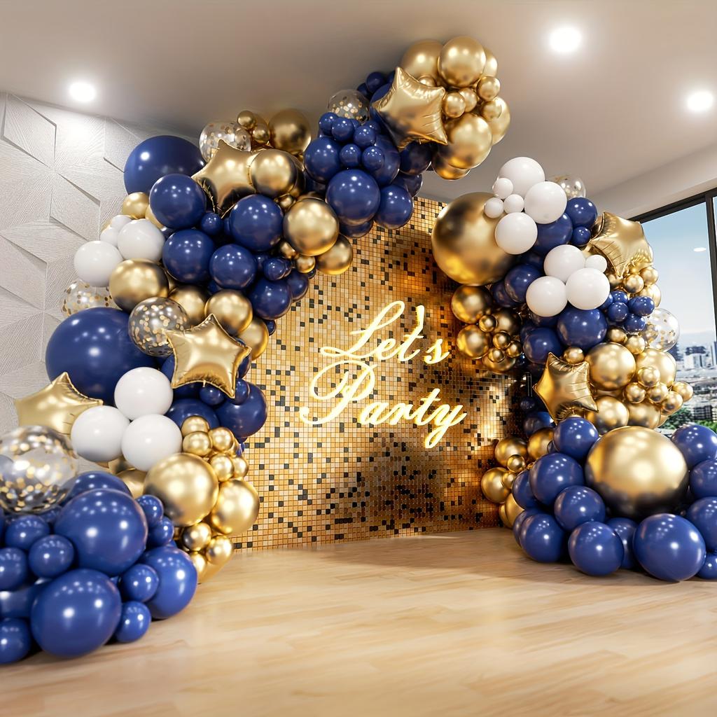 188pcs Navy Blue Balloons Garland White Silver Confetti Balloon Arch Kit Birthday Party Gender Reveal Wedding Decoration Globos