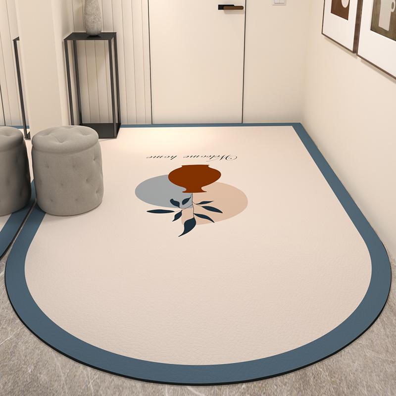 

Modern Minimalist Entry Door Mat Home Pvc Leather Carpet Anti-oil and Anti-fouling Kitchen Rugs Large Area Washable Balcony Rug 80*120cm