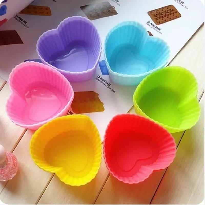 6 PCS/Set Silicone Cupcake Mold Bakeware Cupcake Liner Reusable Muffin Baking Nonstick Moulds Kitchen Baking Accessories Random