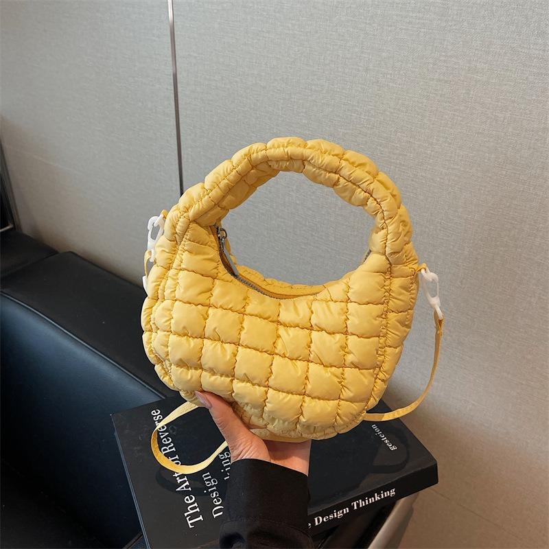 Cotton bag women's summer new fashion niche design messenger bag portable plaid dumpling bag