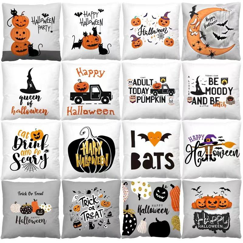 

Halloween Pillow Cover Short Plush Square Pillowcase Sofa Car Home Pillowcase Party Home Decoration Cushion Cover