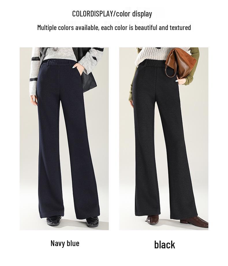 Women's Retro Black Bootcut Denim Pants - Winter Thickened, Casual, Slimming, Versatile, and Loose Fit.