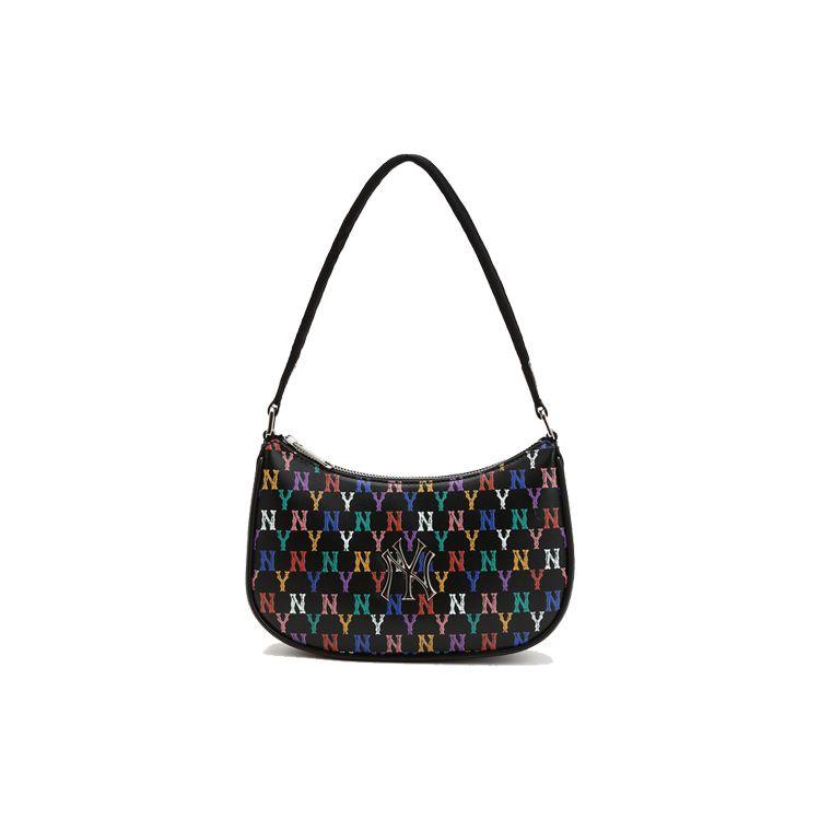 

MLB Monogram Series Vintage Floral Print NY Yankees Cotton Underarm Bag Tote Shoulder Bag Unisex bags Black 3ABQS041N-50BKS One Size