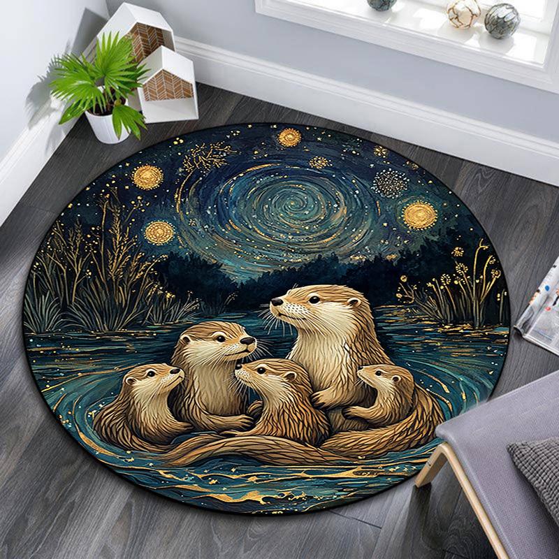 

Otters Round Area Rug,Carpet Rug for Living Room Bedroom Sofa Playroom Decor,Non-slip Floor Mat 80cmx80cm