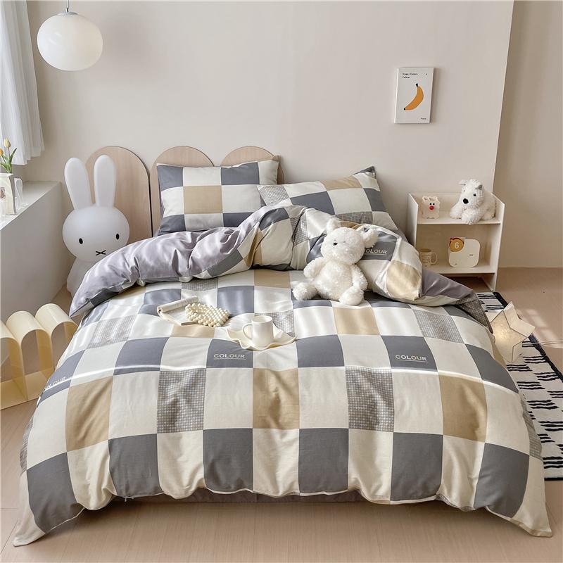 Set Husă Plapumă cu Model Geometric Modern 100% Bumbac Prietenos cu Pielea Husă Plapumă cu 2 Fețe de Pernă Set de Lenjerie de Pat Moale de Lux