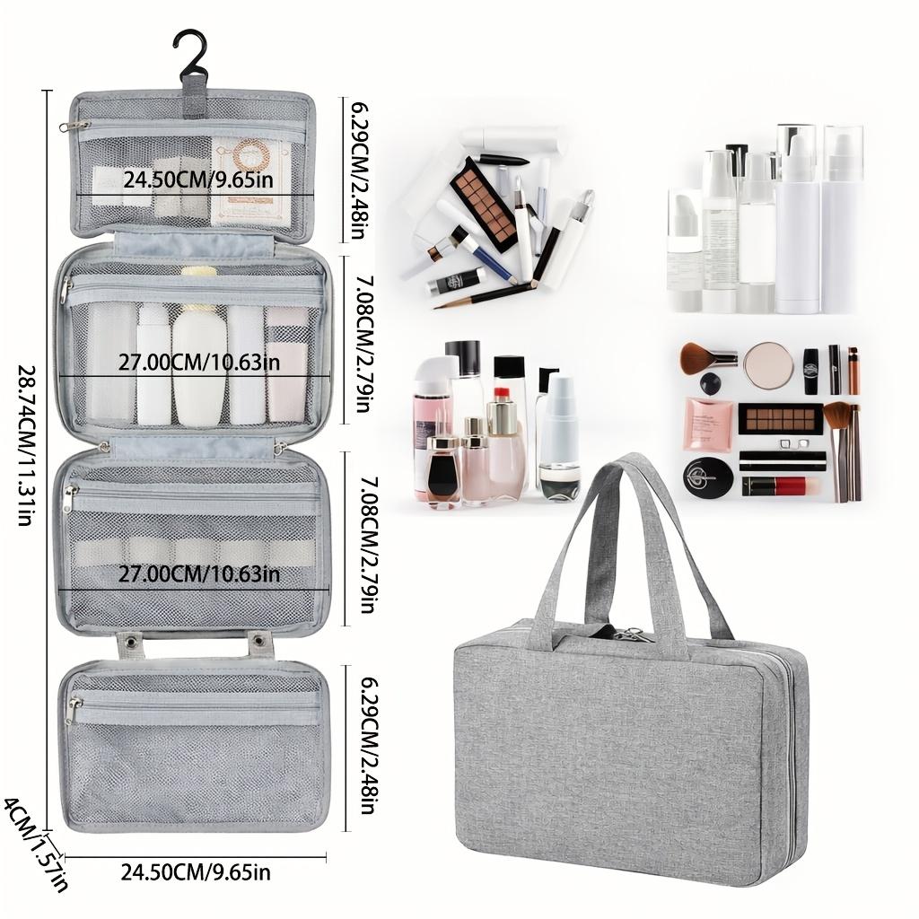 Four-fold Multi-compartment Hanging Storage Bag, Large Capacity for Organizing Cosmetics, Skincare Products, and Makeup Tools
