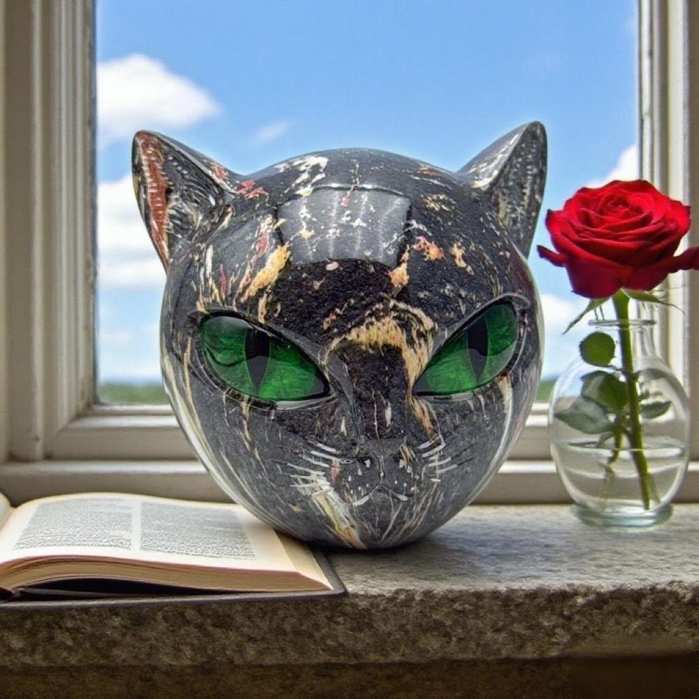 Home Decor Luxury Black Cat Figurine Hand-Carved Elegant Black Cat Figurine  Decorative Statue