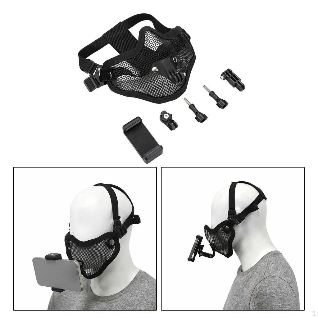 Mesh Face Mask with Mount Universal Adjustable for Running Outside Recording