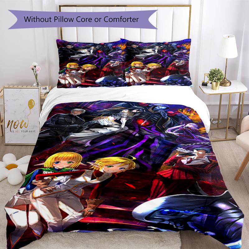 3pcs Overlord Bedding Set Duvet Cover Closure Includes 1 Duvet Cover & 2 Pillowcases, Soft and Comfortable for All Seasons.