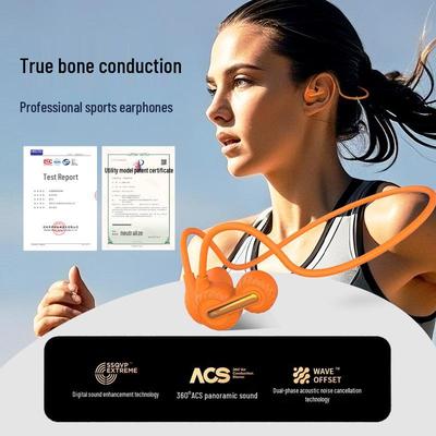 True Bone Conduction Bluetooth Earphones - Waterproof, Wireless, Non-In-Ear, Ear-Hook Style for Sports/Running with Long Battery Life