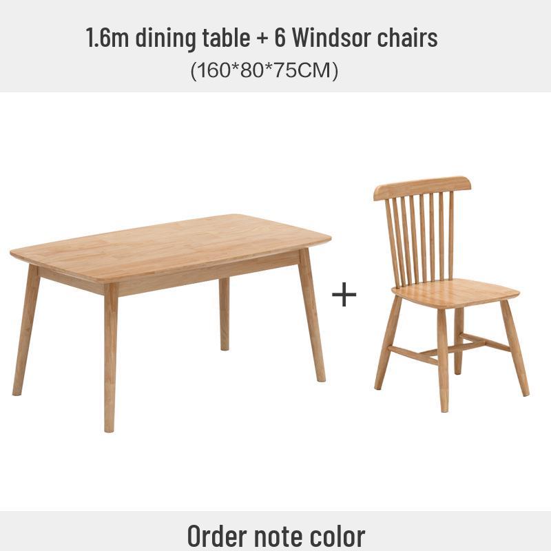 Nordic Oak Dining Table Set - Log Style for Home, Small Apartment, Restaurant, or Homestay. Square Solid Wood Table with Chairs.