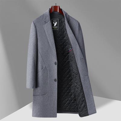 Autumn and Winter New Men's Woolen Coat Coat Medium and Long Business Cotton Thickened Woolen Coat Men's Trench Coat