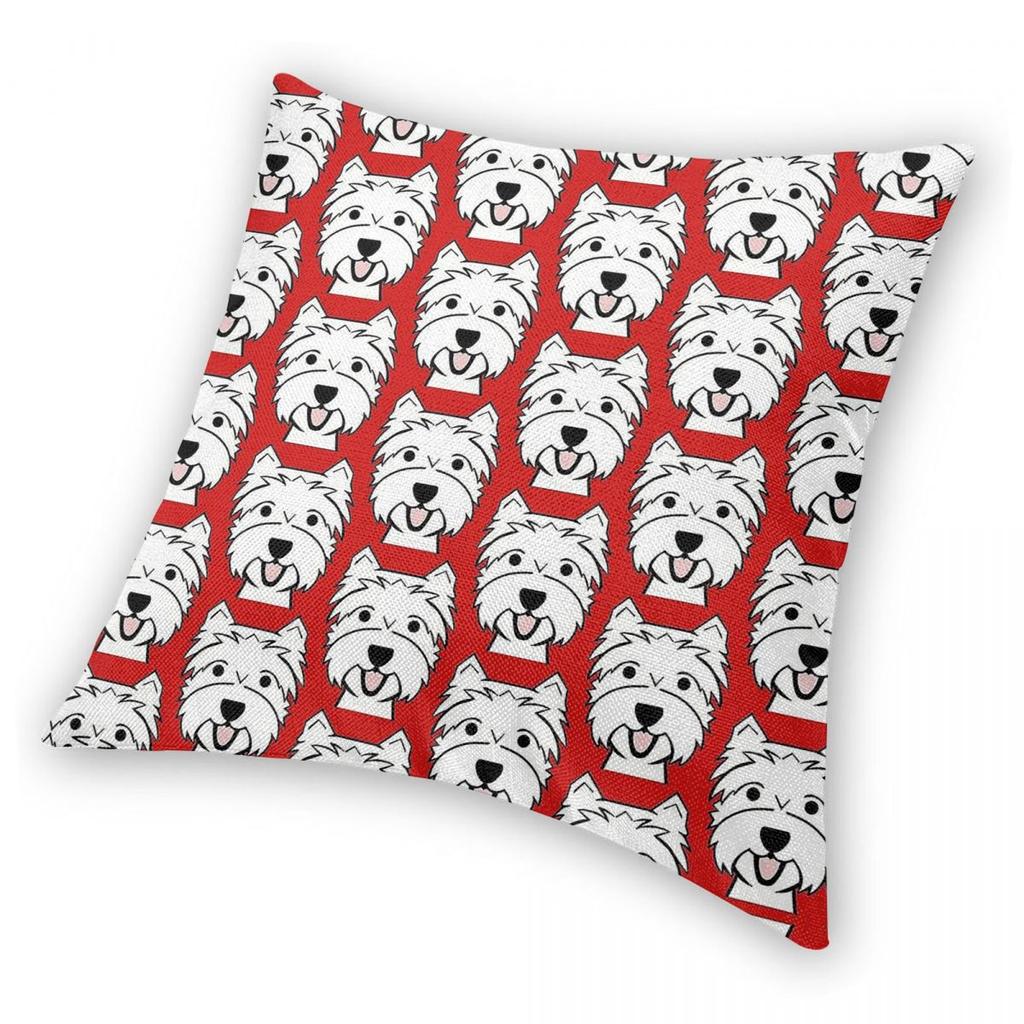 West Highland White Terrier Square Pillowcase Polyester Linen Velvet Printed Zip Decor Pillow Case Home Cushion Cover