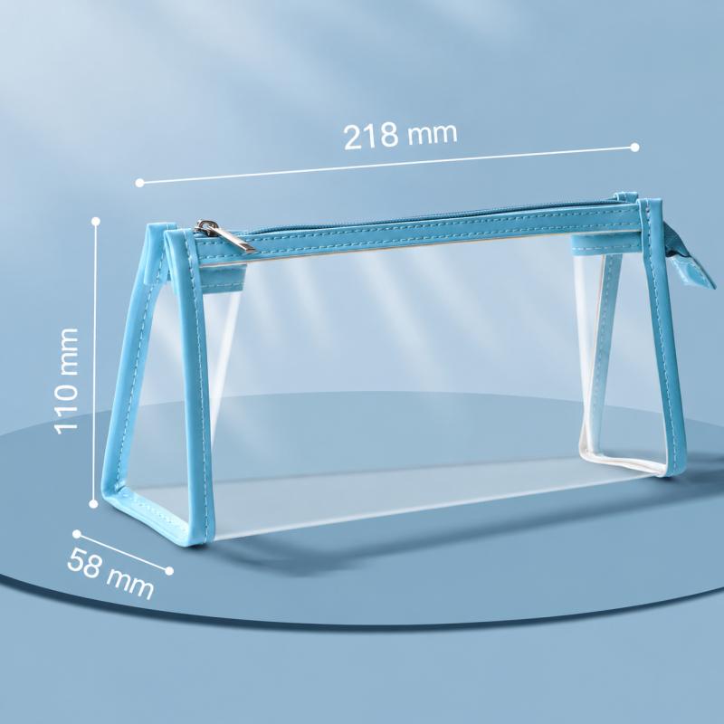 Transparent Pencil Case Large Capacity PU Clear Zipper Pen Bag Multi Layer Storage Organizer For Students Office School Stationery Use