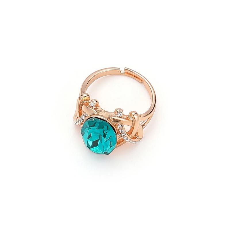 Versatile Ring Earrings Light Luxury High Sense Diamond-encrusted Opal Niche Necklace Set