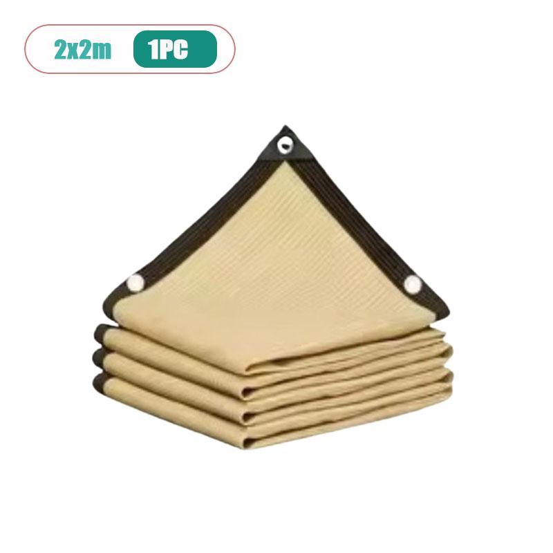 Beige Sunshade Net with Edge Wrapping Perforated Sunshade Cloth Thickened Insulation Net Summer Outdoor Sunshade Net