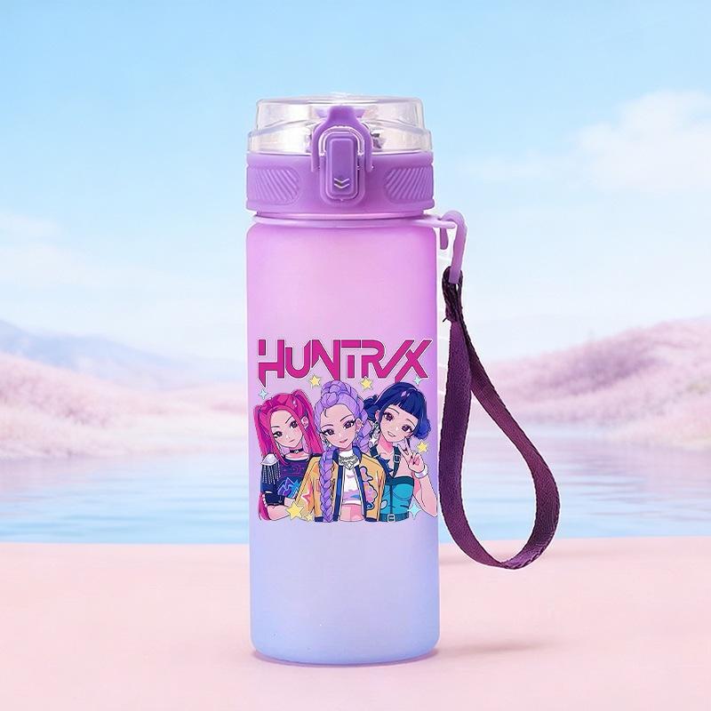 600Ml Water Bottler Cartoon K-Pop Demon Hunters Printed Character Water Cup Large Capacity Outdoor Portable Rope Drinking Bottle for Boy Girl Gift