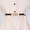 Pu Leather Minimalist Waist Belt With Metal Buckle For Office And Dresses Casual