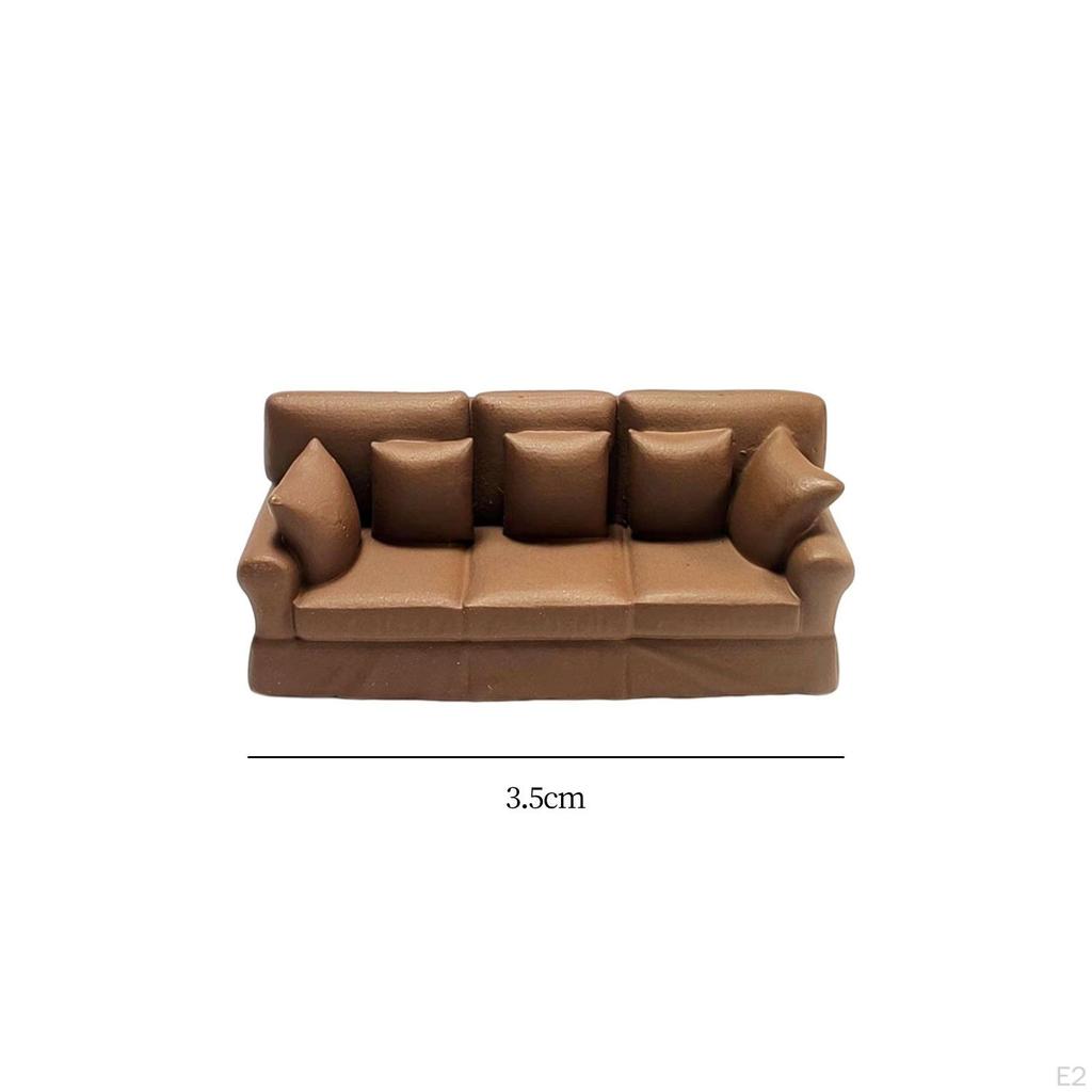 1/64 Mini Ornaments Furniture Miniature Resin Sofa Model Realistic Shape Accessories for Playhouses,