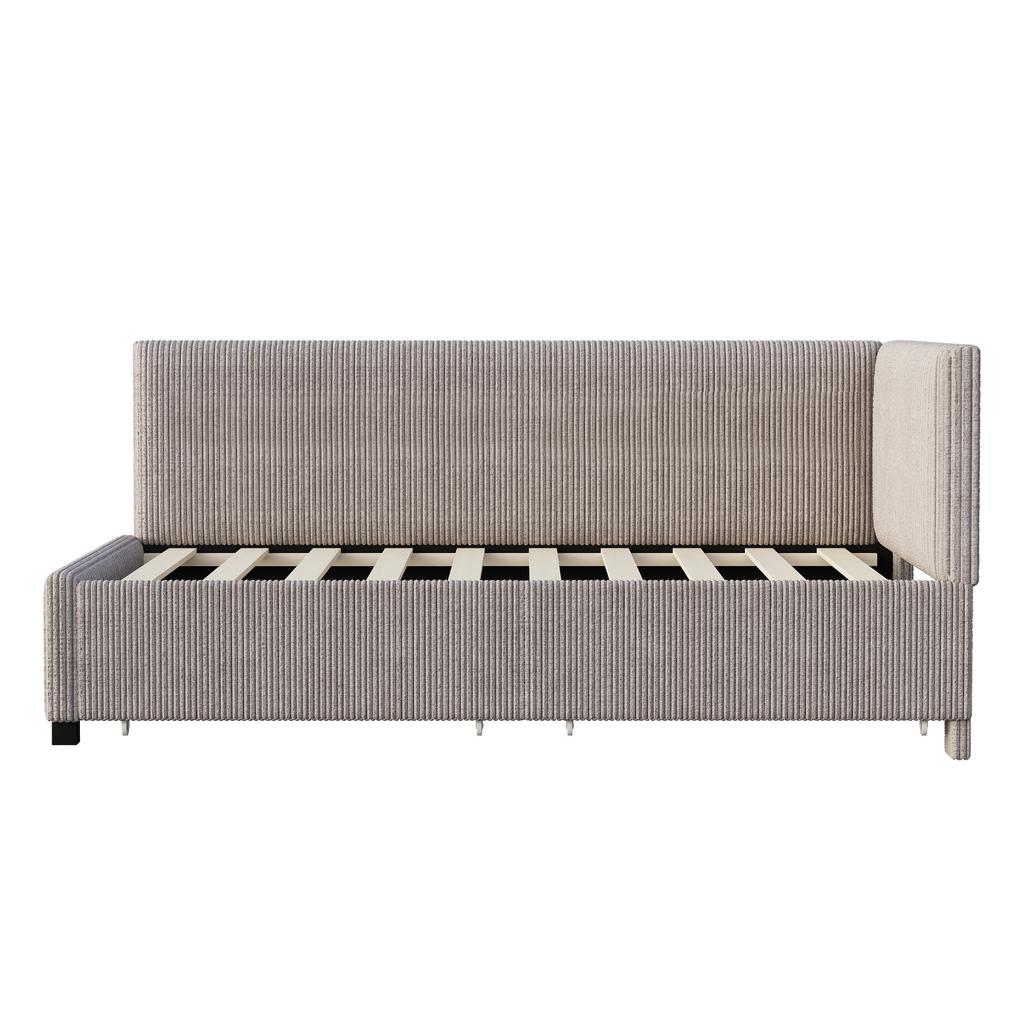 Upholstered Bed Sofa Bed 90*200 Multifunctional Bed with 2 Large Storage Drawers and Slatted Frame Skin-friendly Velvet Fabric Grey