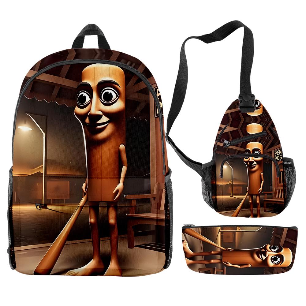 Hip Hop Populaire Cartoon Grappige tungtungtung 3D Print 3 stuks/Set leerling Schooltassen Reizen Laptop Rugzak Borsttas Etui