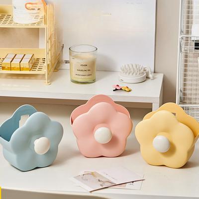 Flower Storage Box Dressing Table Desktop Makeup Brush Comb Rack Cute Pen Holder Wall Hanging Home Bathroom