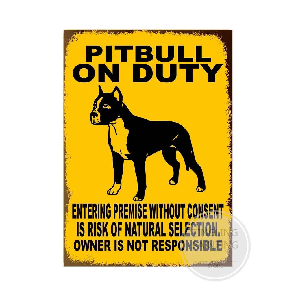 1pc Warning Dog Metal Tin Signs Vintage Poster Beware Of Dog Retro Sign Wall Stickers For Garden Family House Door Decoration