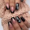 24pc Christmas Snowflake Press On Nail Black Winter Artificial Nail With Quick Application For Festive Celebrations